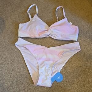 Pink and White Bikini Set